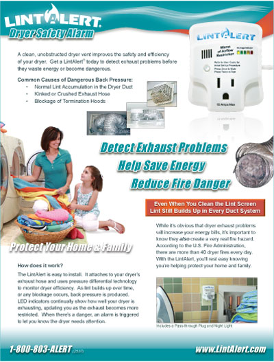 LintAlert Dryer Safety Alarm and New Home Safety Device
